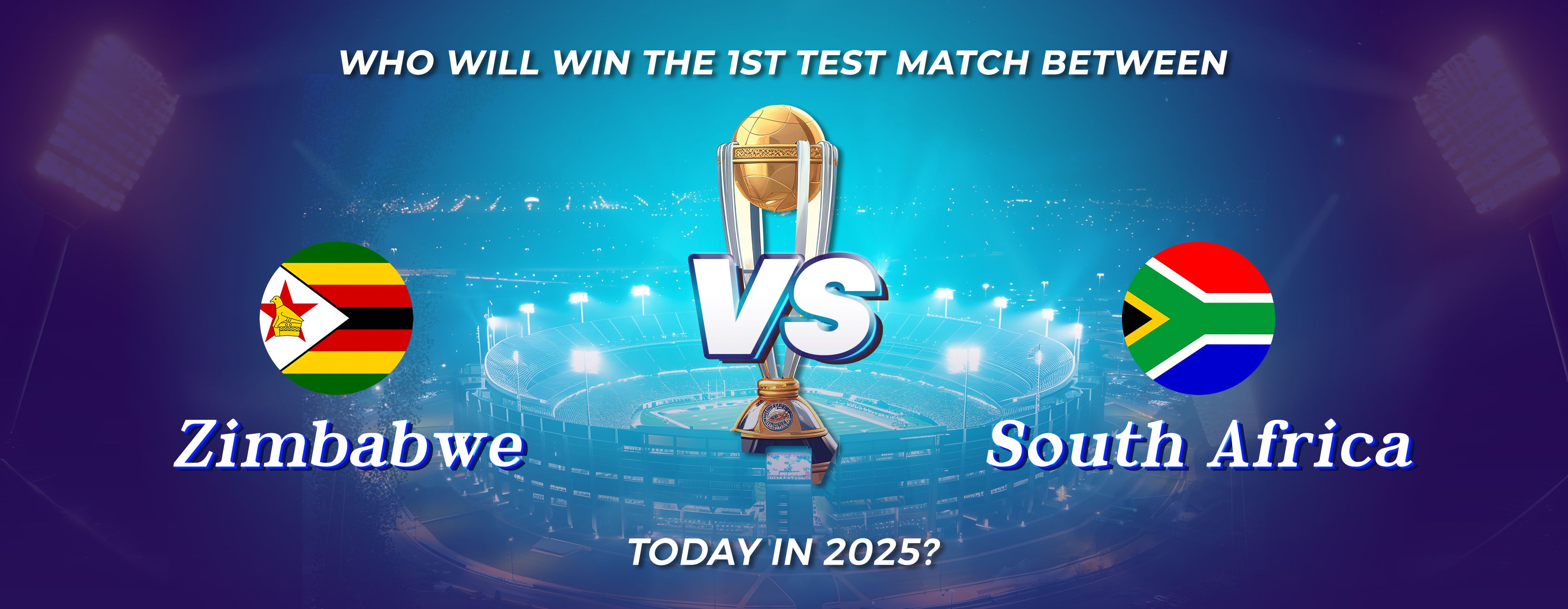 Who will win the 1st Test match between Zimbabwe and South Africa today in 2025?